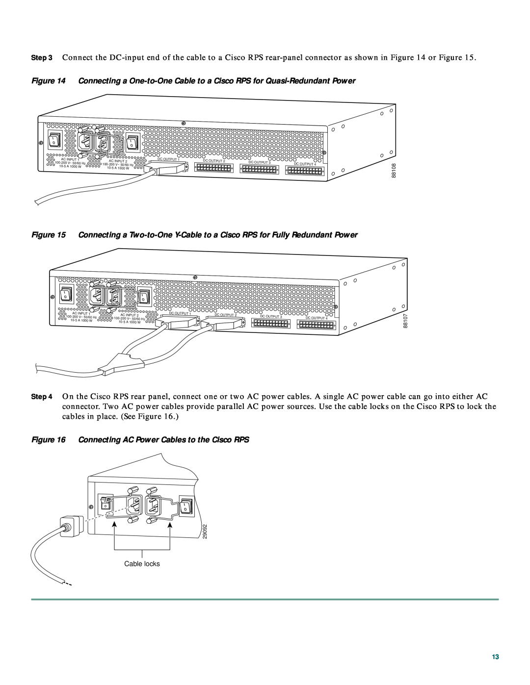Cisco Systems 600W quick start Connecting AC Power Cables to the Cisco RPS 