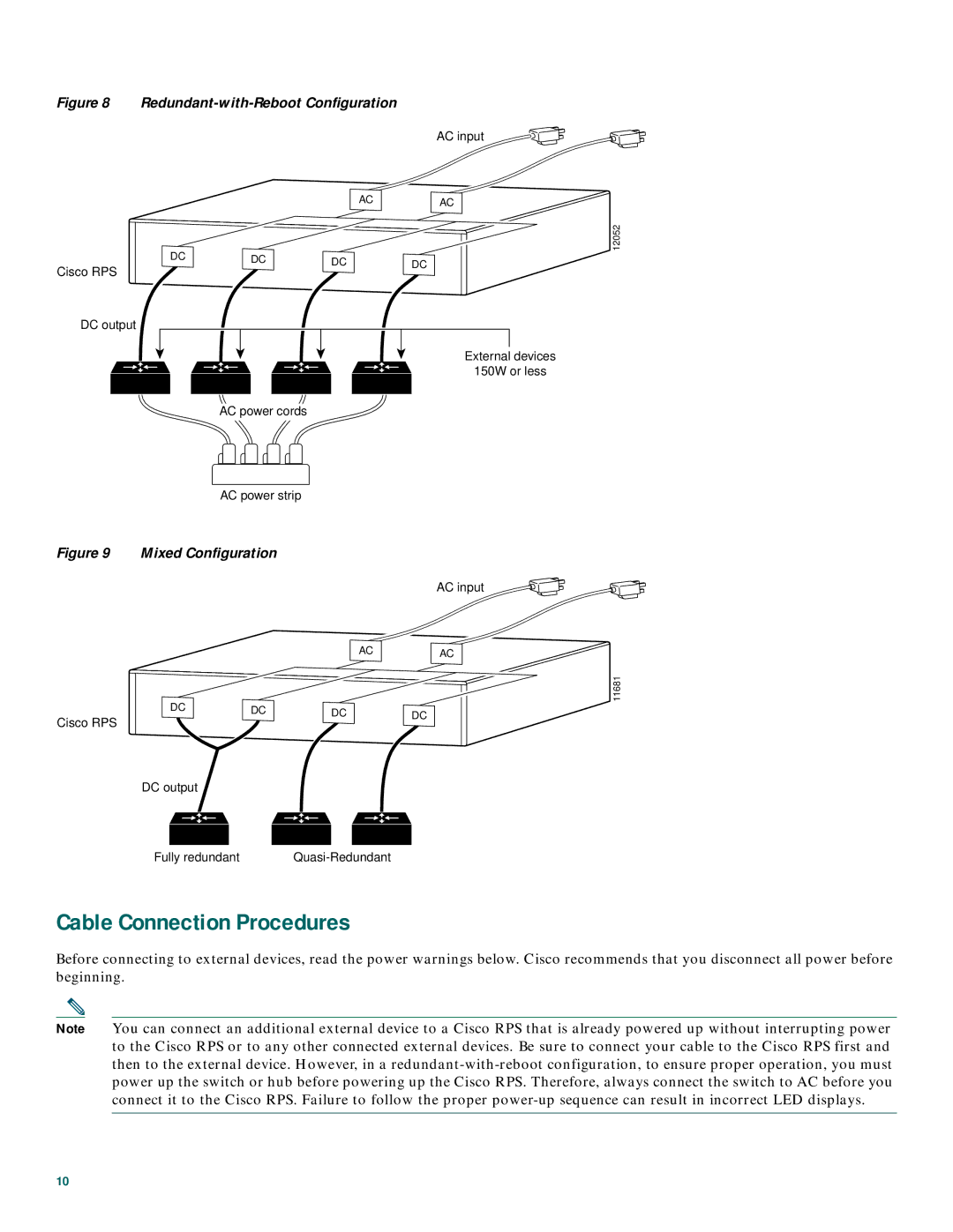 Cisco Systems 600W quick start Cable Connection Procedures, Redundant-with-Reboot Configuration 