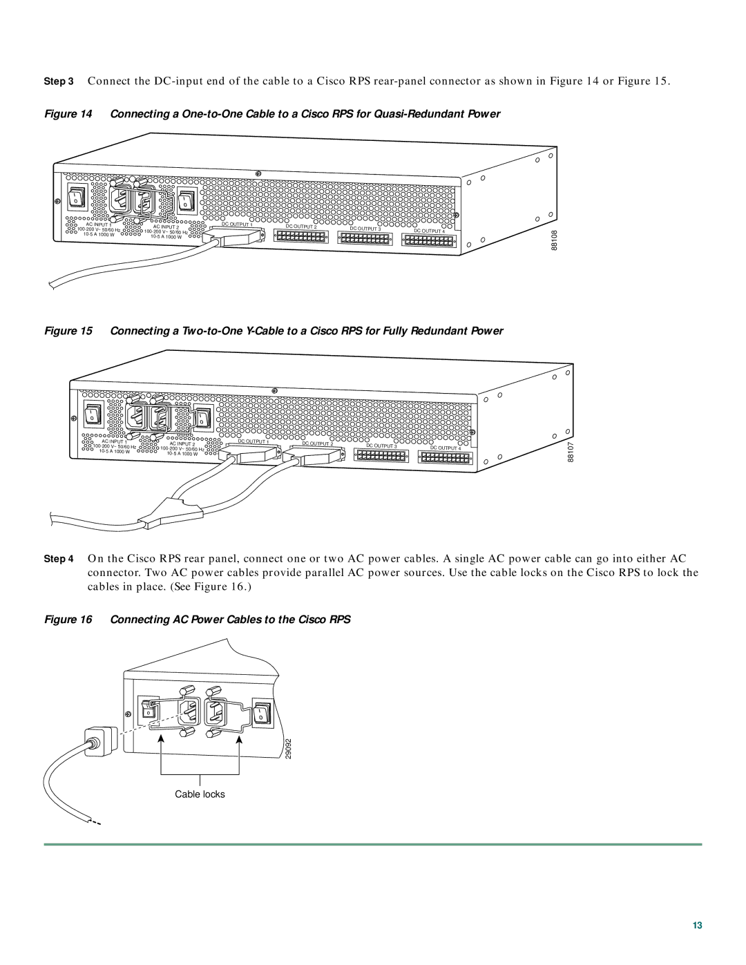 Cisco Systems 600W quick start Connecting AC Power Cables to the Cisco RPS 