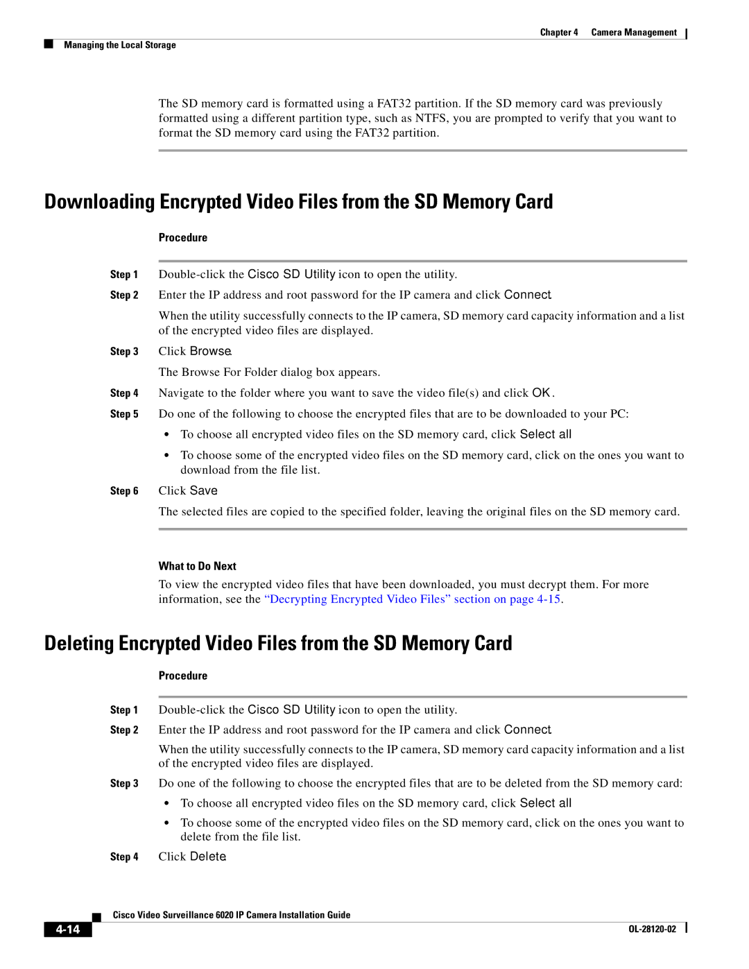 Cisco Systems 6020 IP manual Downloading Encrypted Video Files from the SD Memory Card 