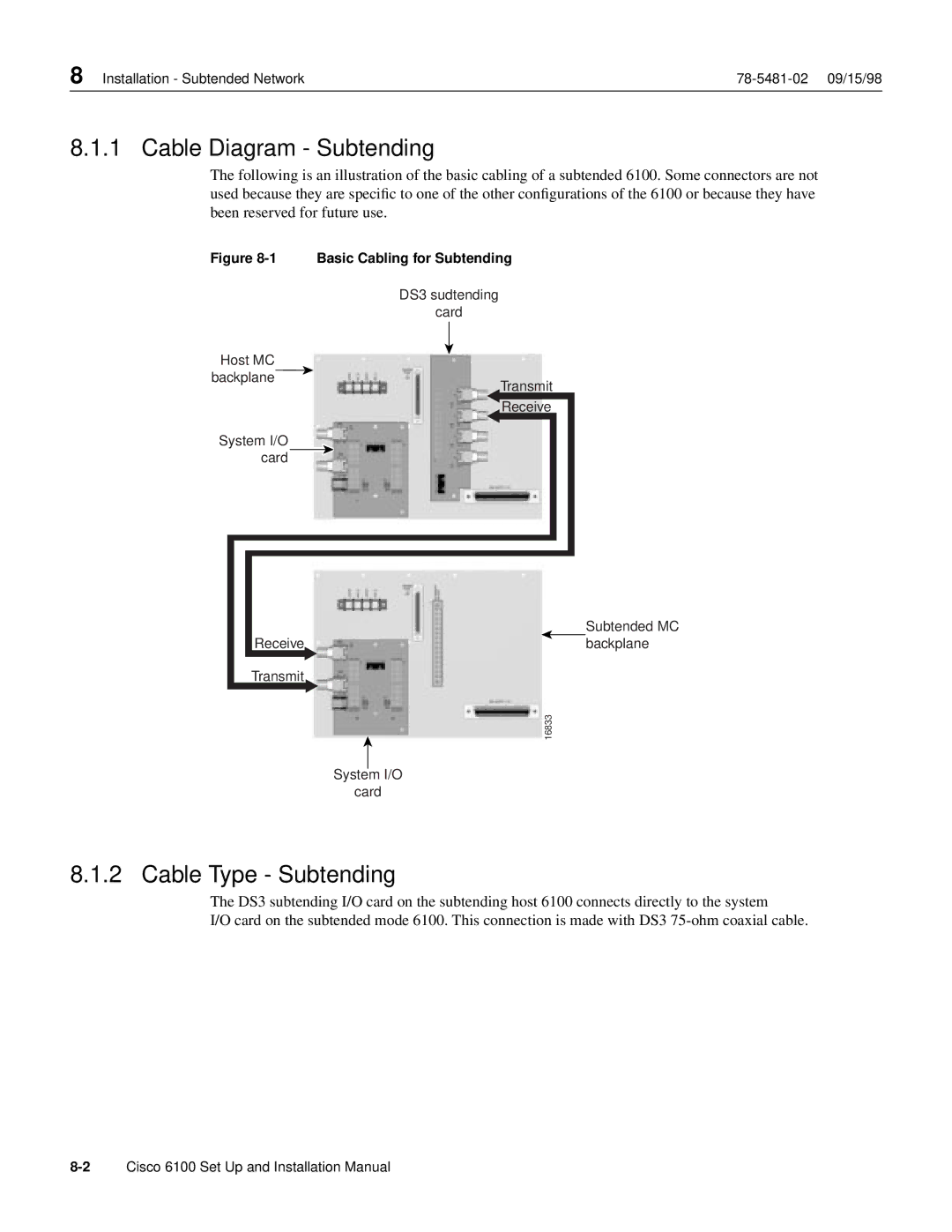 Cisco Systems 6100 installation manual Cable Diagram Subtending, Cable Type Subtending 