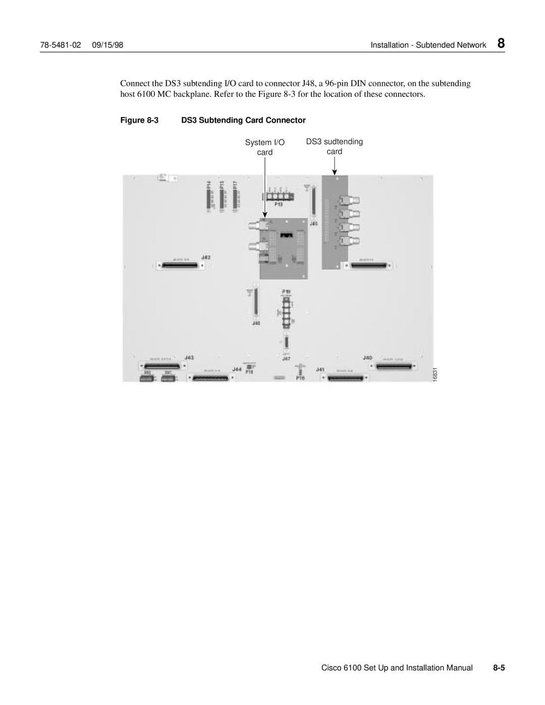 Cisco Systems 6100 installation manual DS3 Subtending Card Connector 