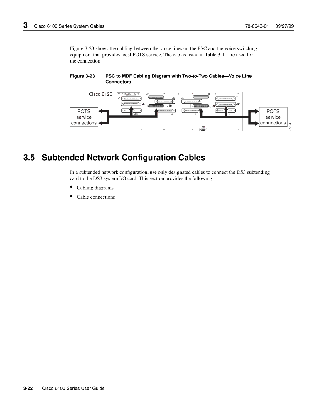 Cisco Systems 6100 appendix Subtended Network Conﬁguration Cables 