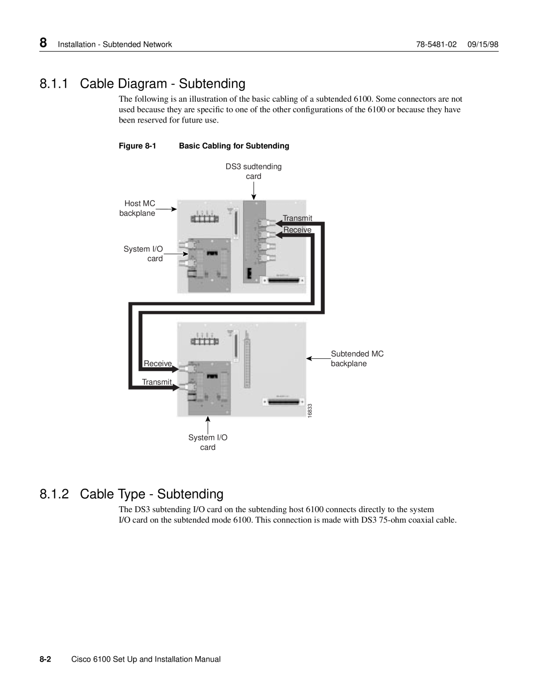 Cisco Systems 6100 installation manual Cable Diagram - Subtending, Cable Type - Subtending, 1 Basic Cabling for Subtending 