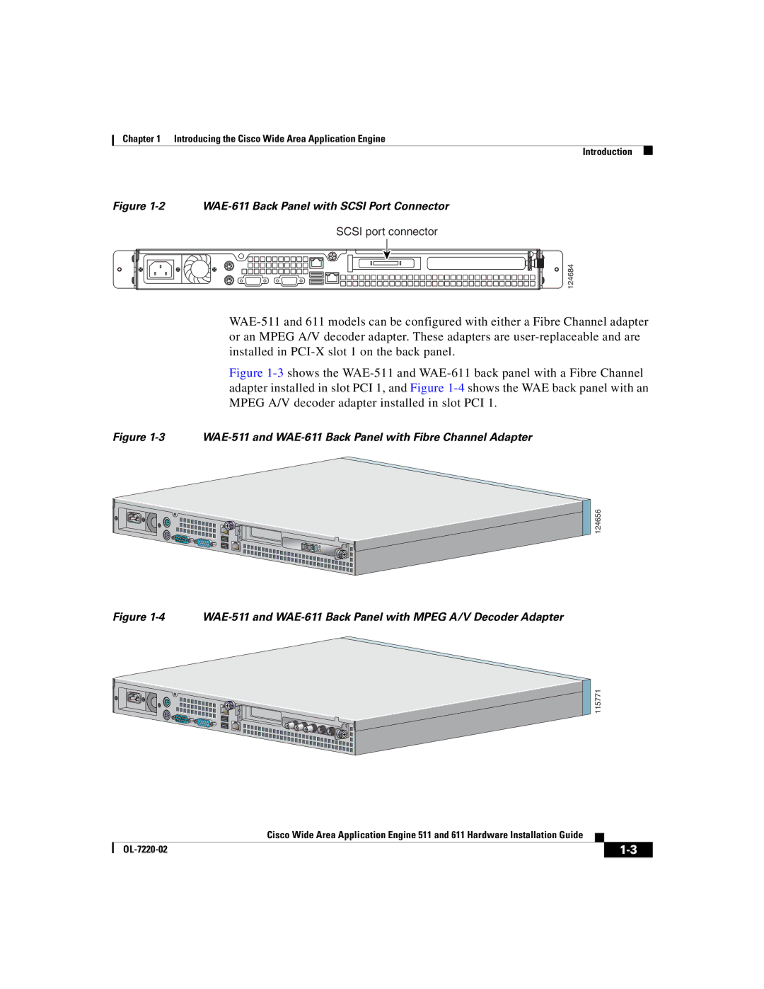 Cisco Systems manual WAE-611 Back Panel with Scsi Port Connector 