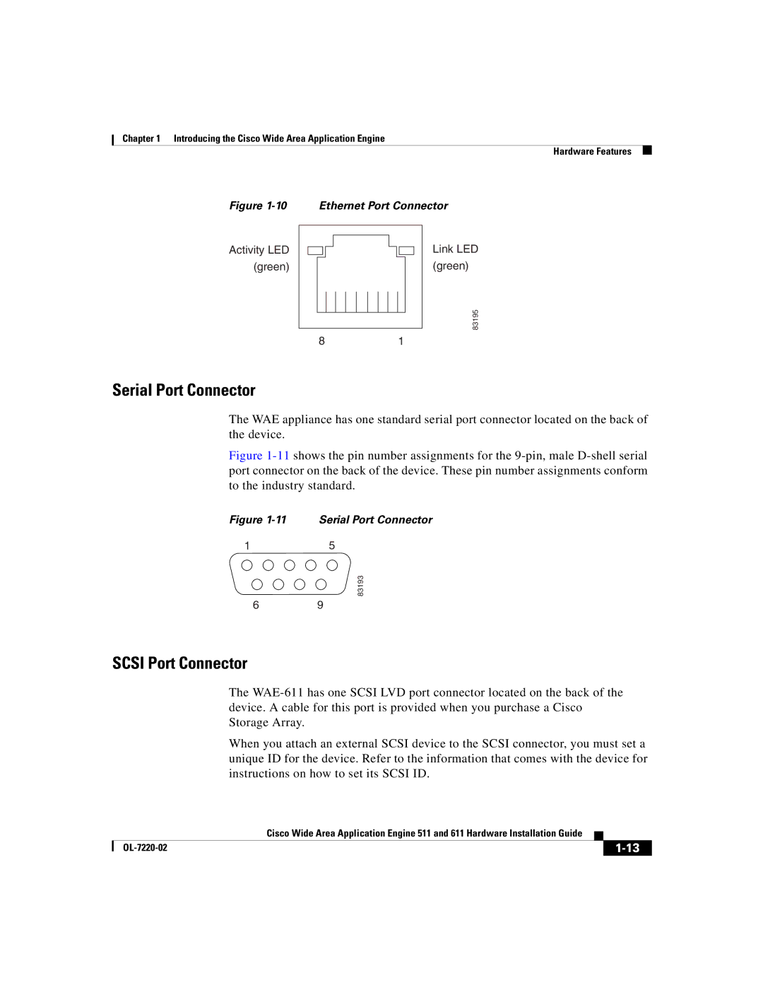 Cisco Systems 611 manual Serial Port Connector 