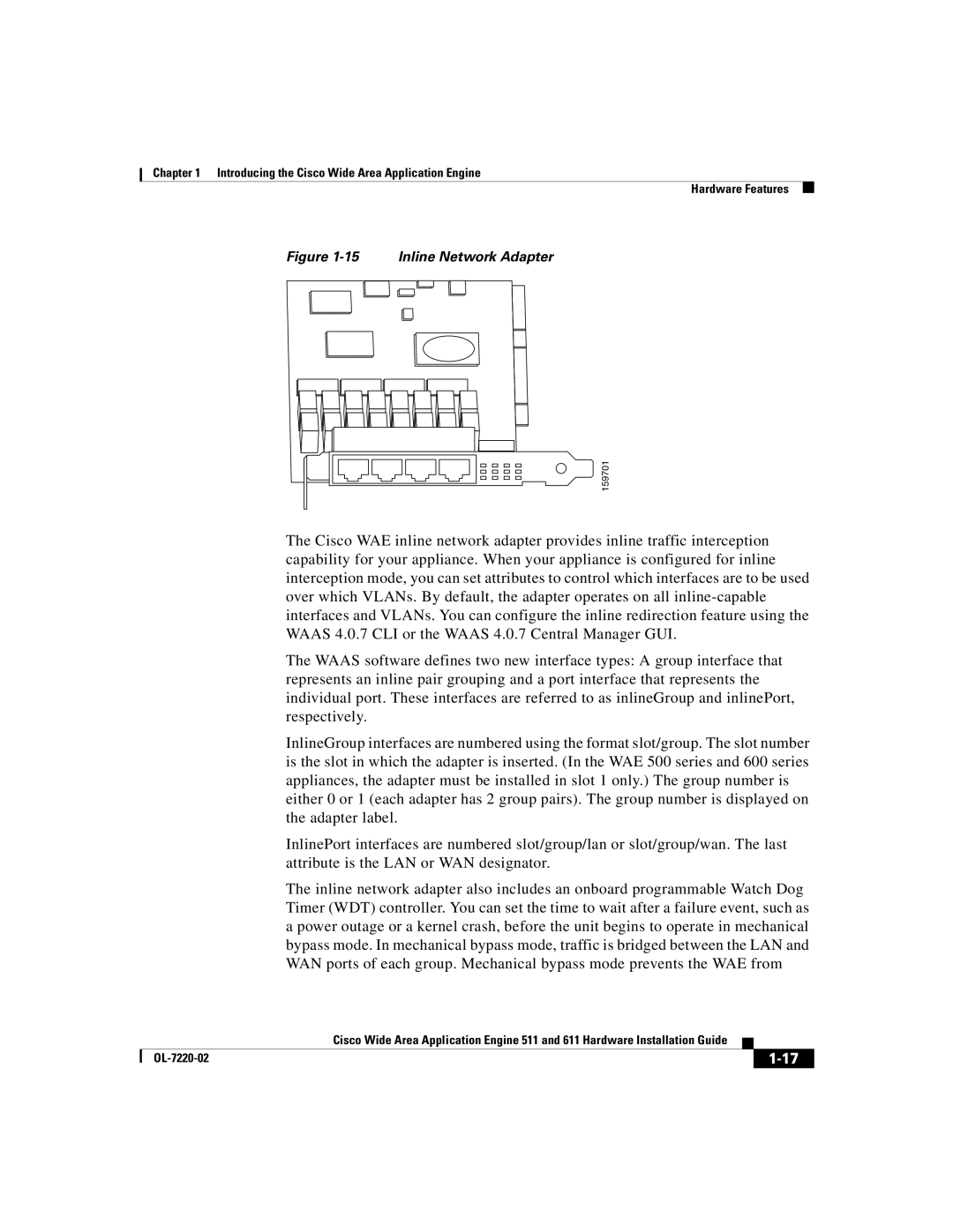 Cisco Systems 611 manual Inline Network Adapter 