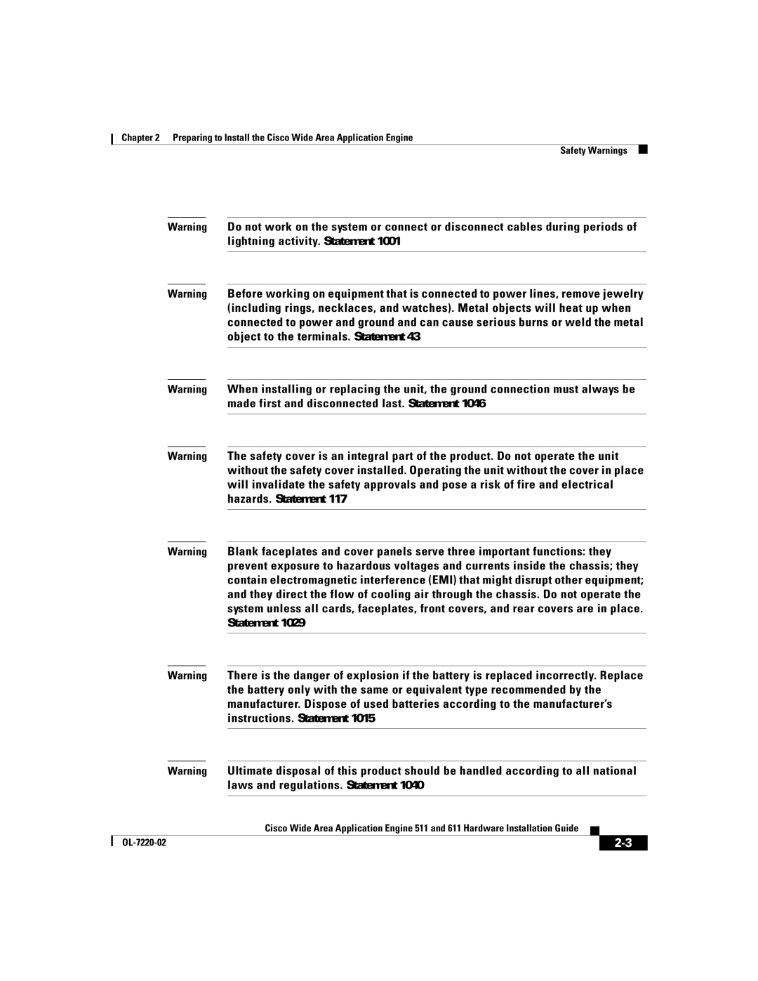 Cisco Systems 611 manual OL-7220-02 