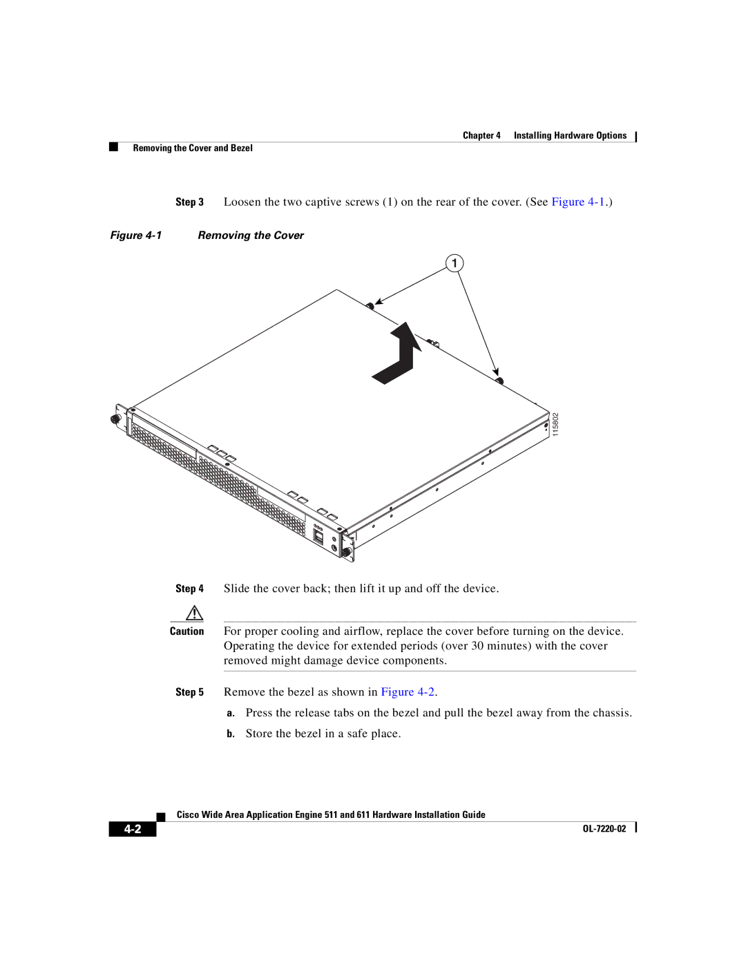 Cisco Systems 611 manual Removing the Cover 