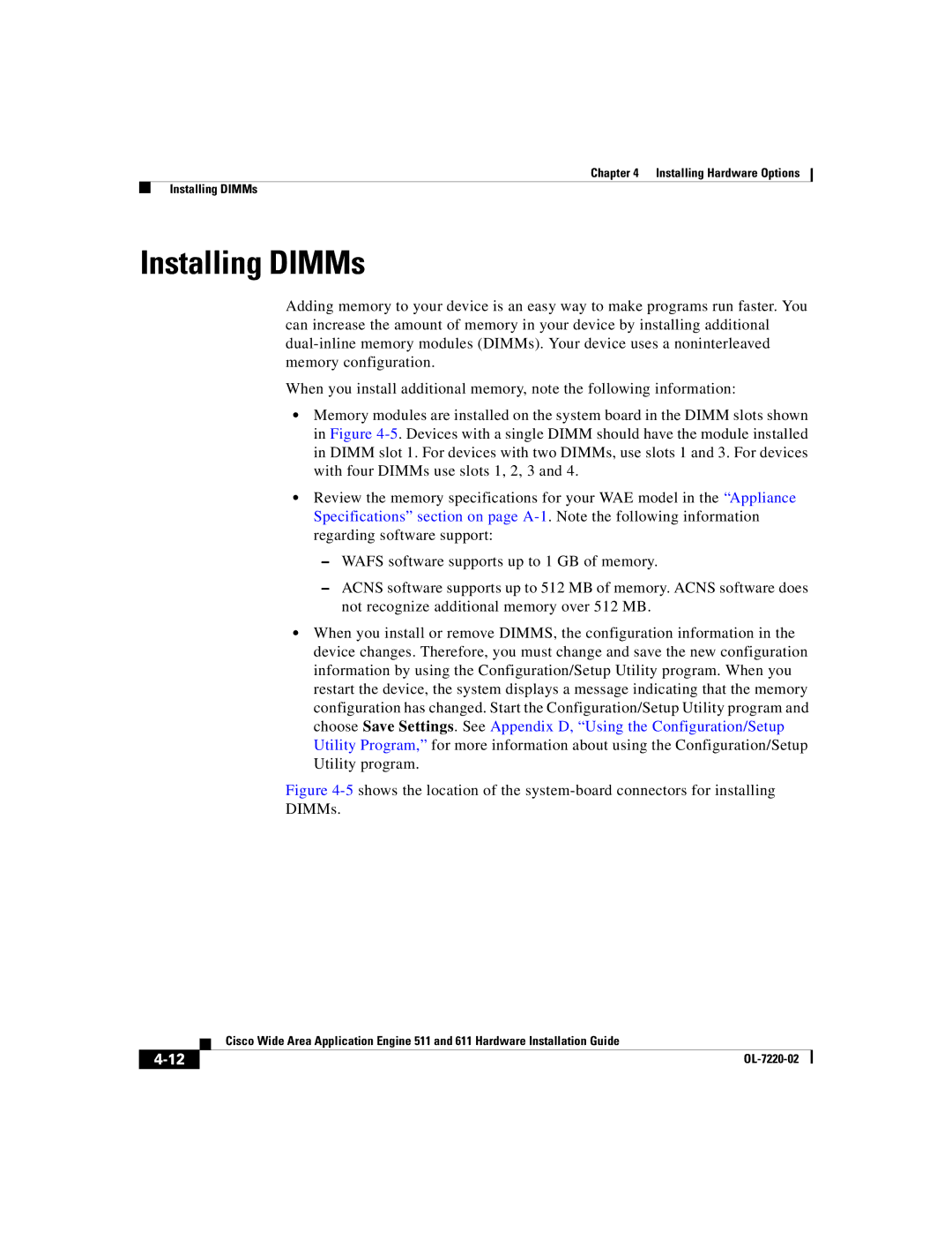 Cisco Systems 611 manual Installing DIMMs 