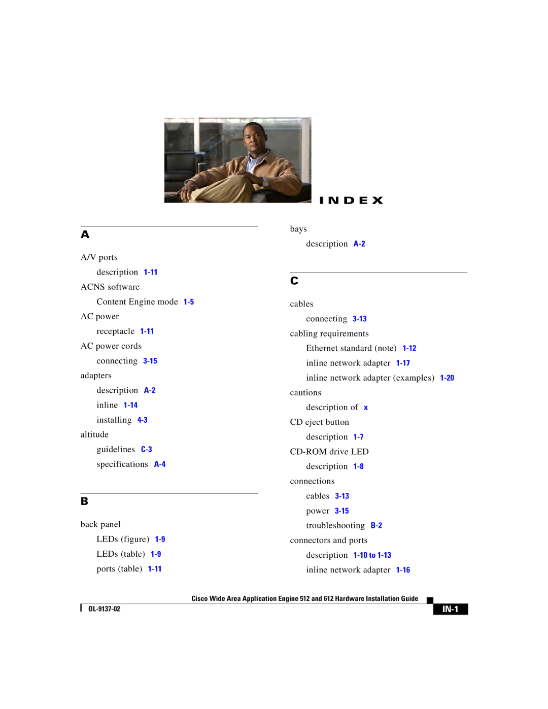 Cisco Systems 512, 612 manual D E, IN-1 