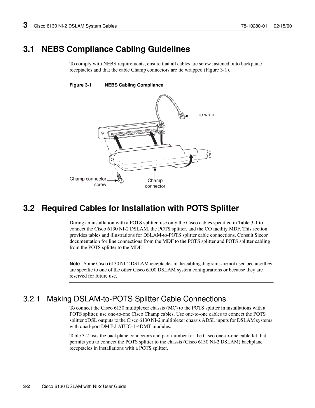 Cisco Systems 6130 appendix Nebs Compliance Cabling Guidelines, Required Cables for Installation with Pots Splitter 