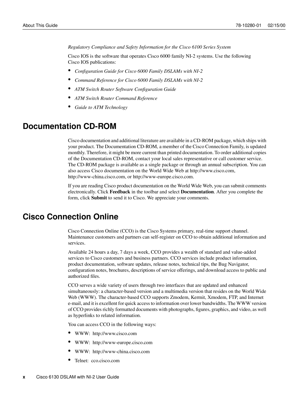 Cisco Systems 6130 specifications Documentation CD-ROM, Cisco Connection Online 