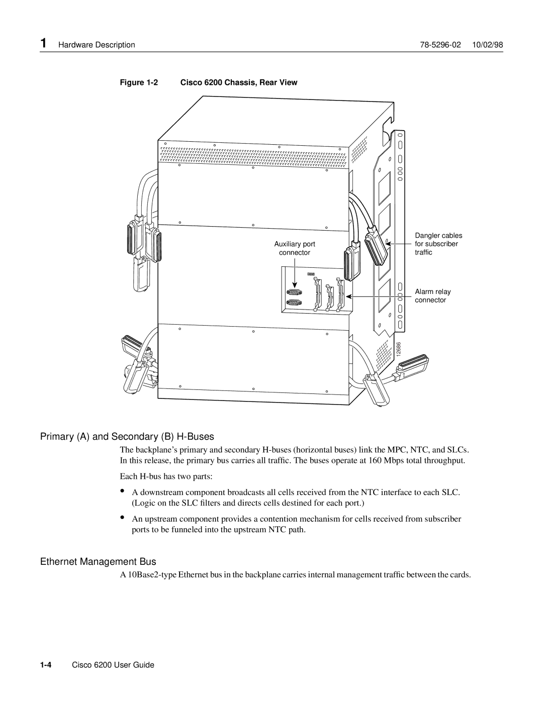 Cisco Systems appendix Primary a and Secondary B H-Buses, Ethernet Management Bus, Cisco 6200 Chassis, Rear View 