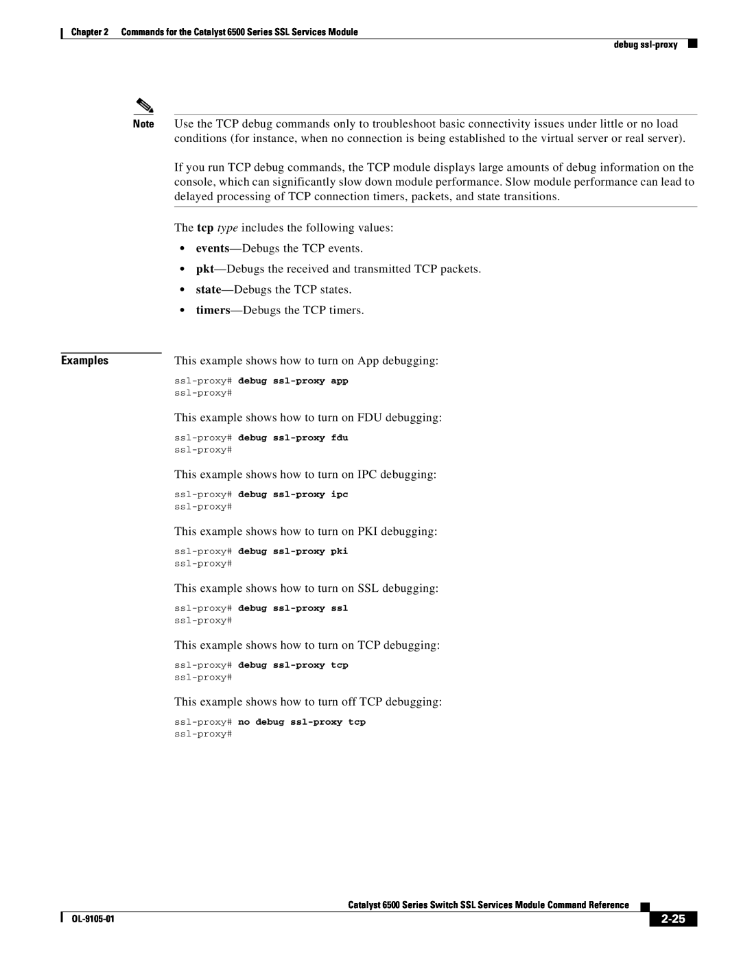 Cisco Systems 6500 manual This example shows how to turn on App debugging, 2-25, Examples 