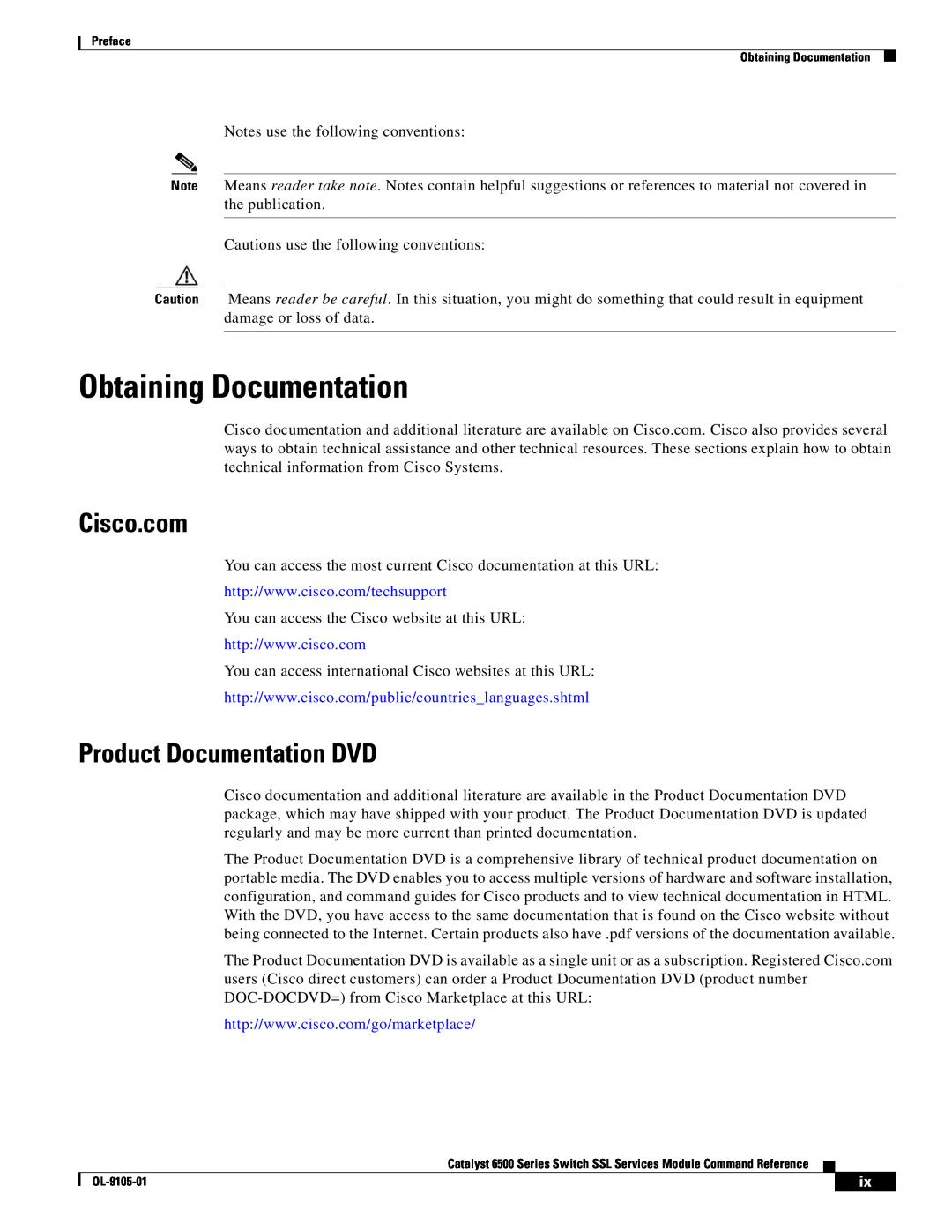 Cisco Systems 6500 manual Obtaining Documentation, Cisco.com, Product Documentation DVD 