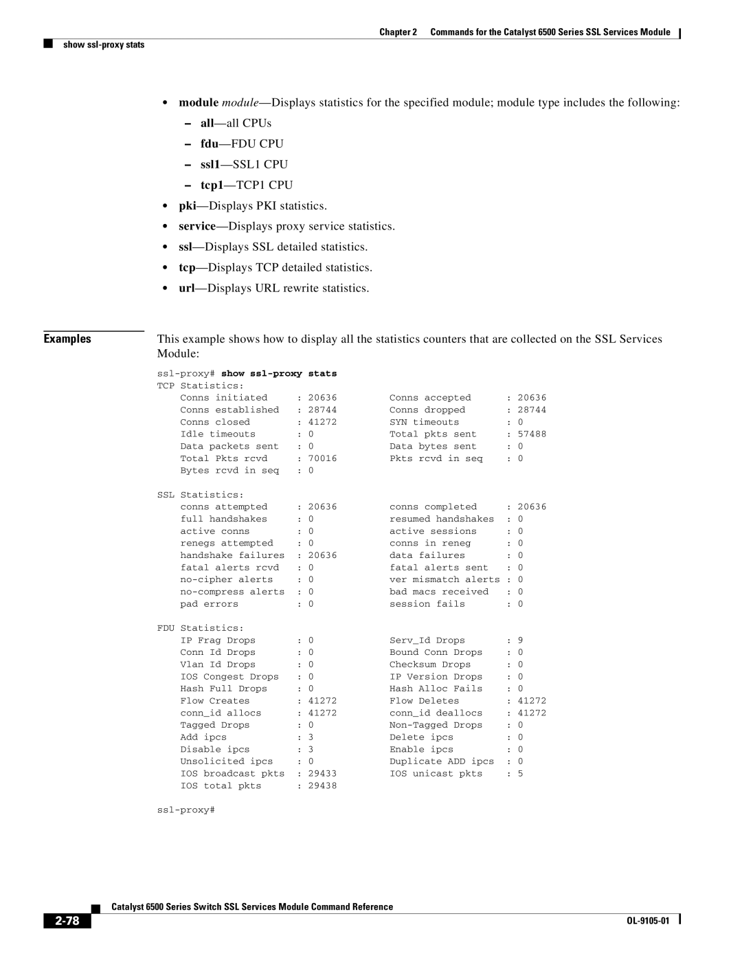 Cisco Systems 6500 manual Examples, Stats 