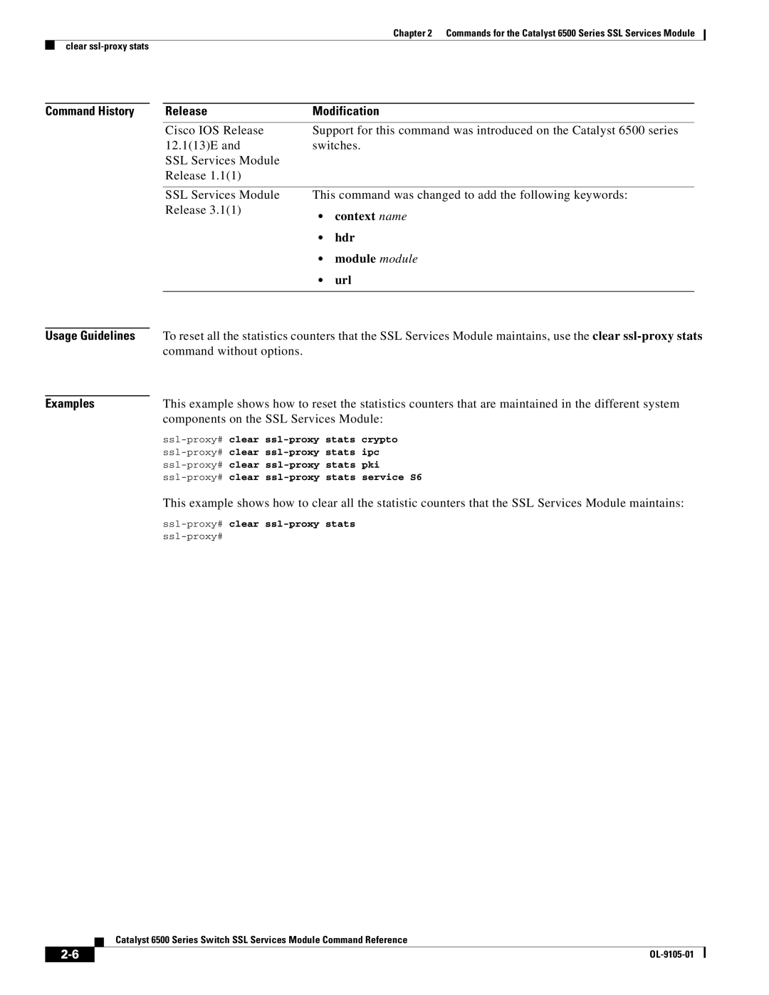 Cisco Systems 6500 manual Ssl-proxy#clear ssl-proxy stats 