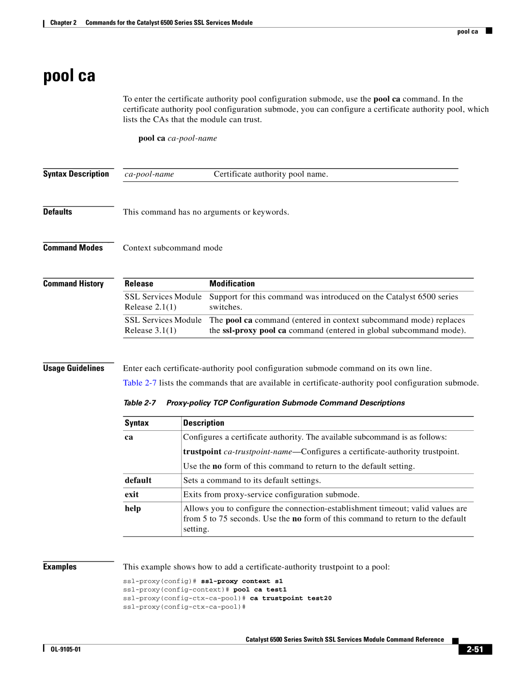 Cisco Systems 6500 manual Pool ca ca-pool-name, Ca-pool-name Certificate authority pool name 