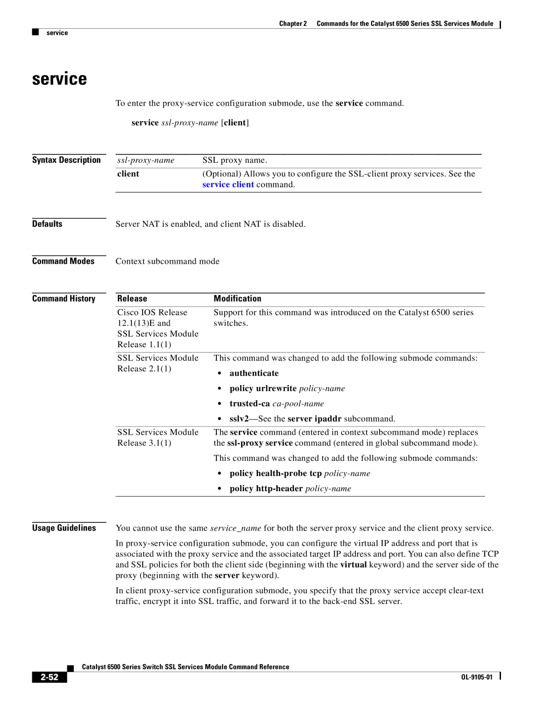 Cisco Systems 6500 manual Service 