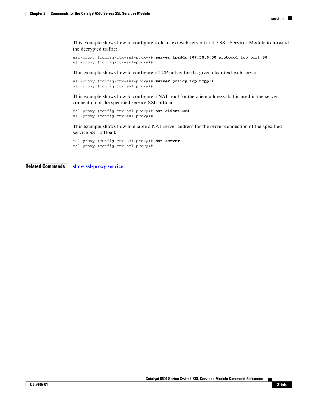 Cisco Systems 6500 manual Related Commands show ssl-proxy service 