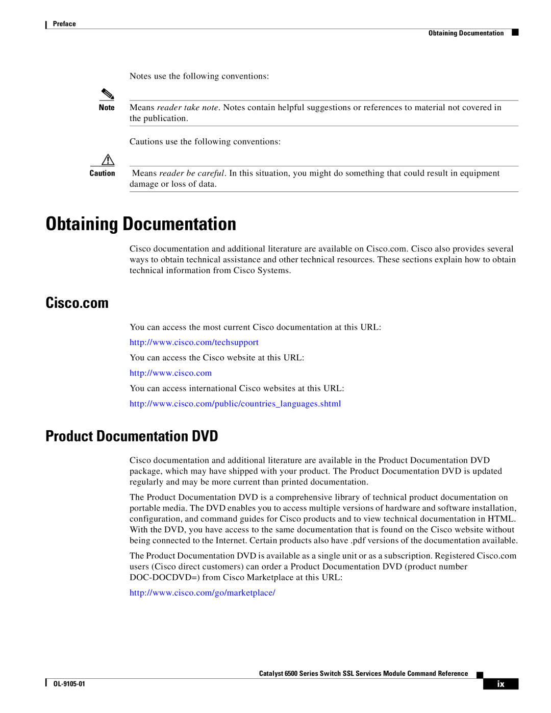 Cisco Systems 6500 manual Obtaining Documentation, Cisco.com 