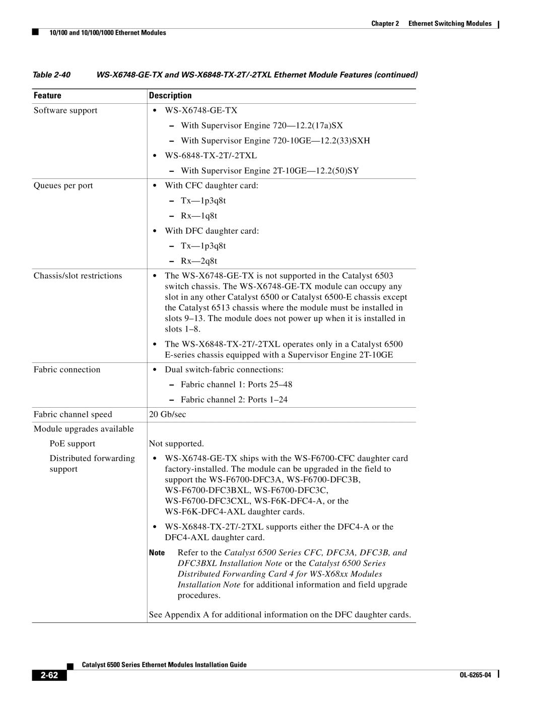 Cisco Systems manual DFC3BXL Installation Note or the Catalyst 6500 Series 