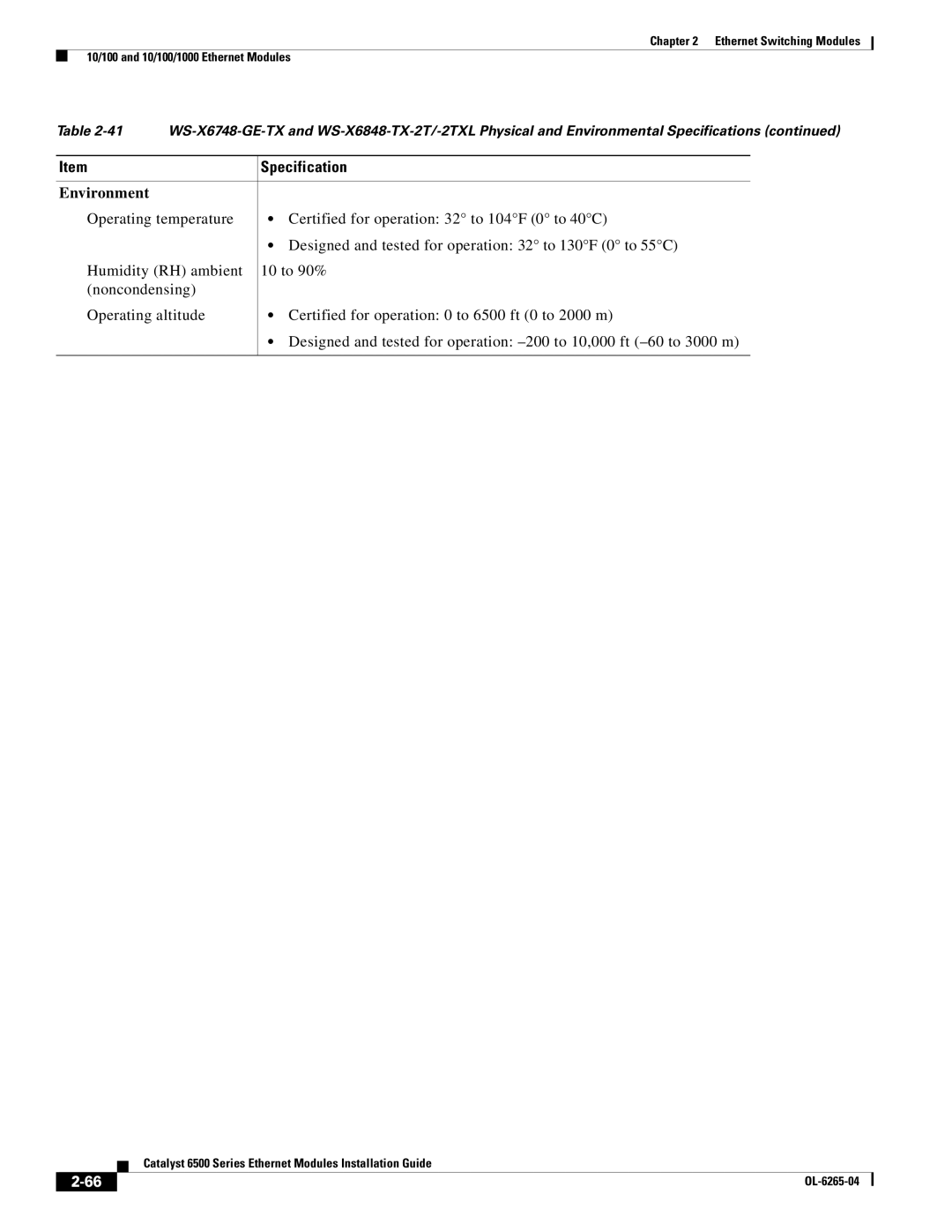 Cisco Systems 6500 manual Environment 