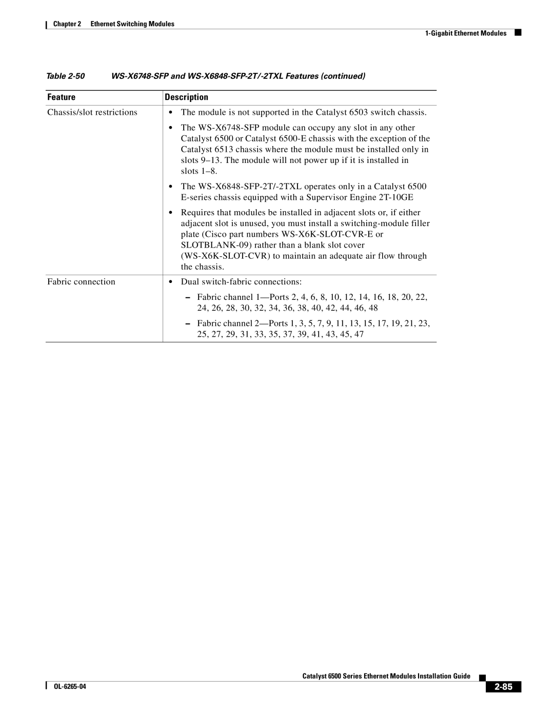 Cisco Systems 6500 manual Feature Description 