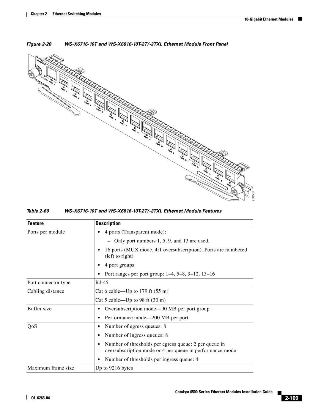 Cisco Systems 6500 manual Feature Description, 109 