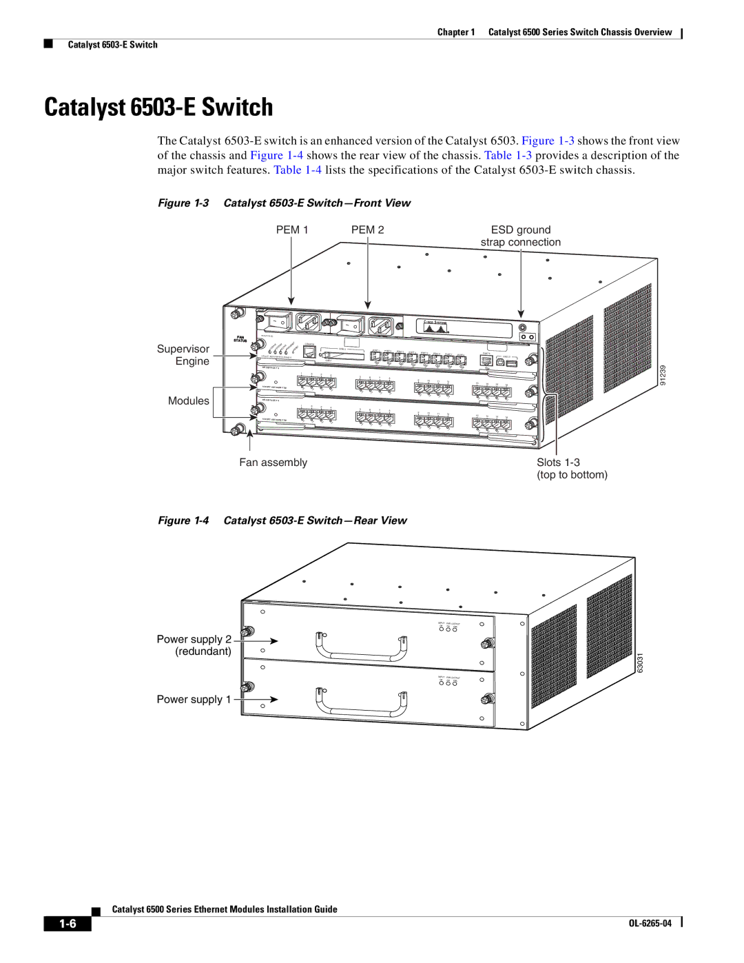 Cisco Systems 6500 manual Catalyst 6503-E Switch-Front View 