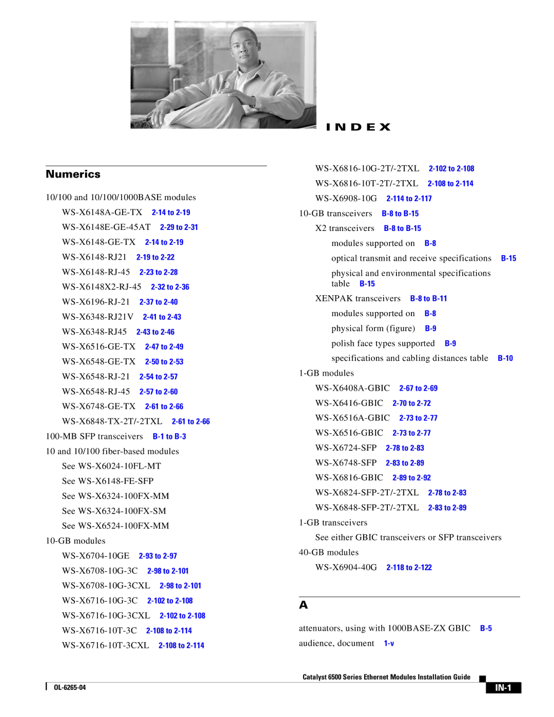 Cisco Systems 6500 manual Numerics, IN-1 