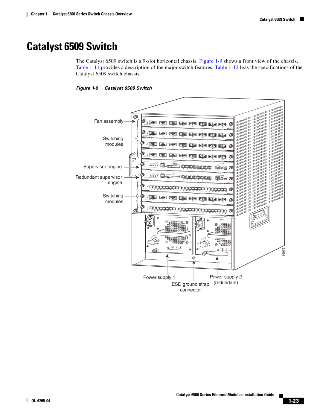 Cisco Systems 6500 manual Catalyst 6509 Switch, Supervisor engine 