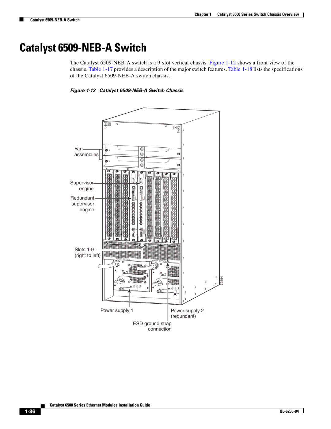 Cisco Systems 6500 manual Catalyst 6509-NEB-A Switch, Power supply Redundant 