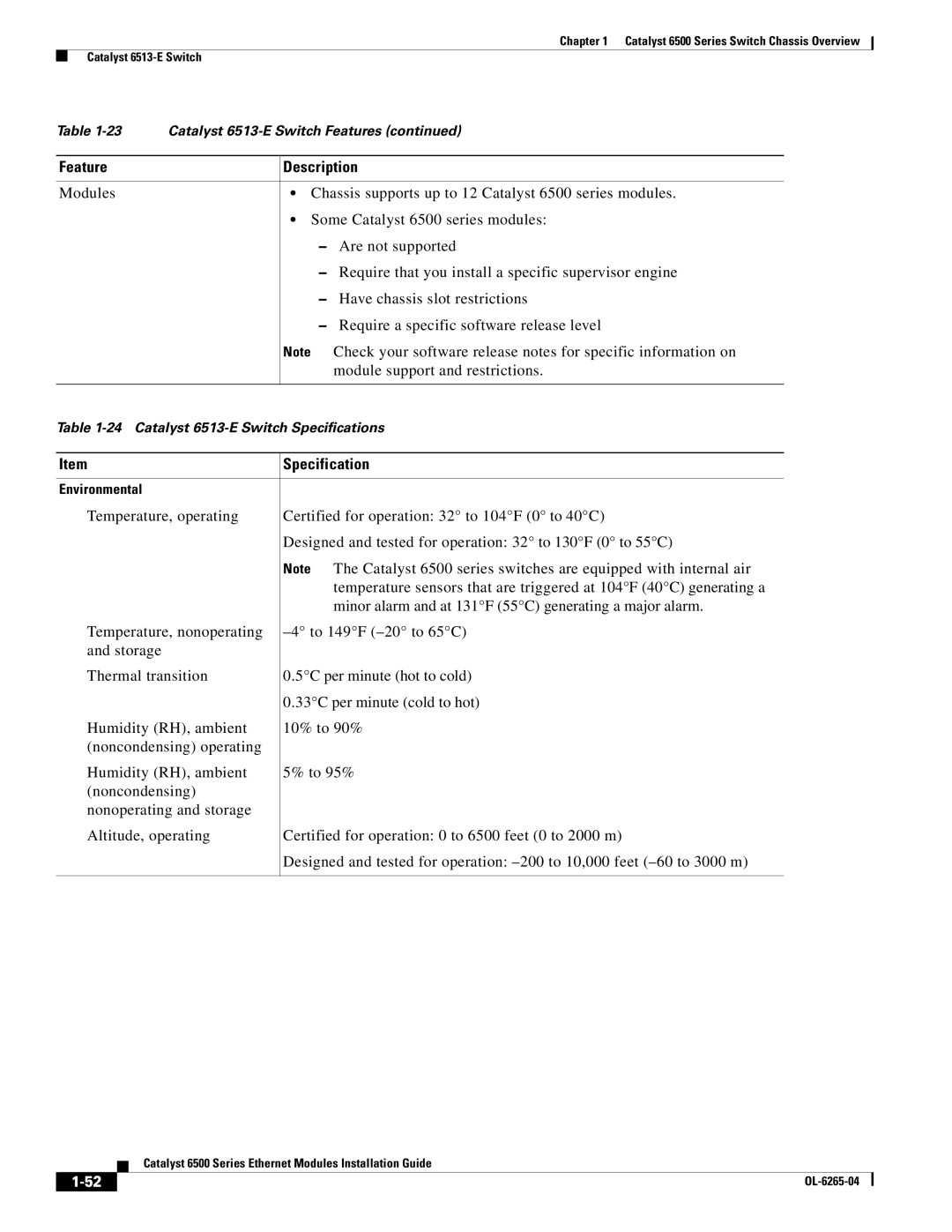 Cisco Systems 6500 manual Catalyst 6513-E Switch Features 