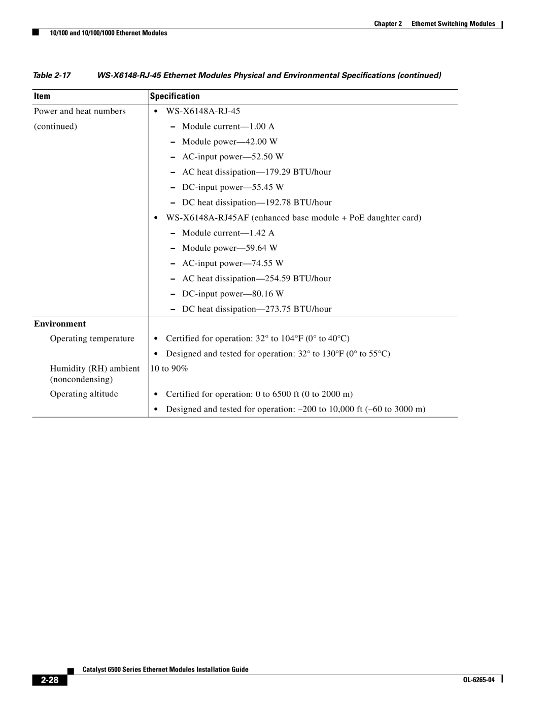 Cisco Systems 6500 manual Environment 