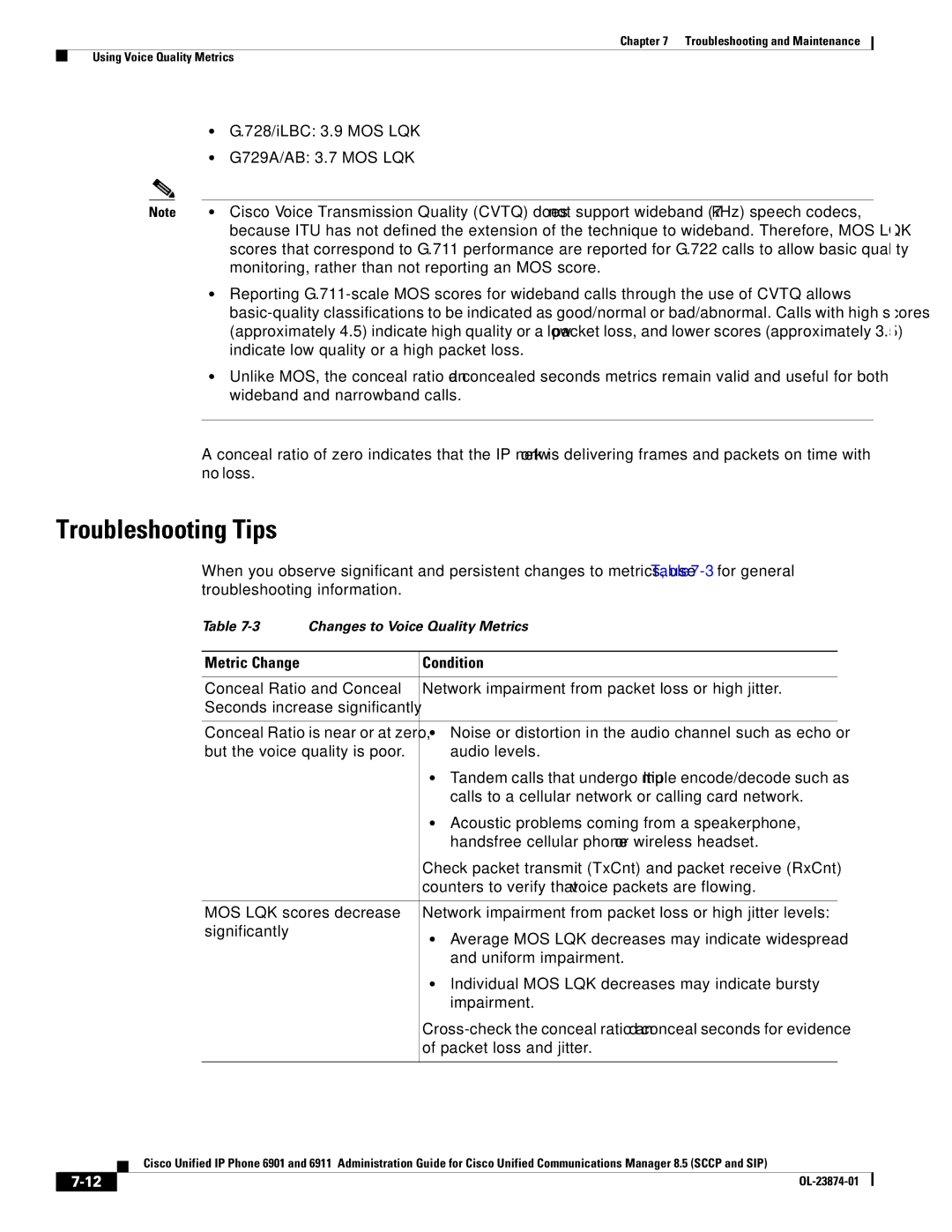 Cisco Systems 6901 manual Troubleshooting Tips, Metric Change Condition 