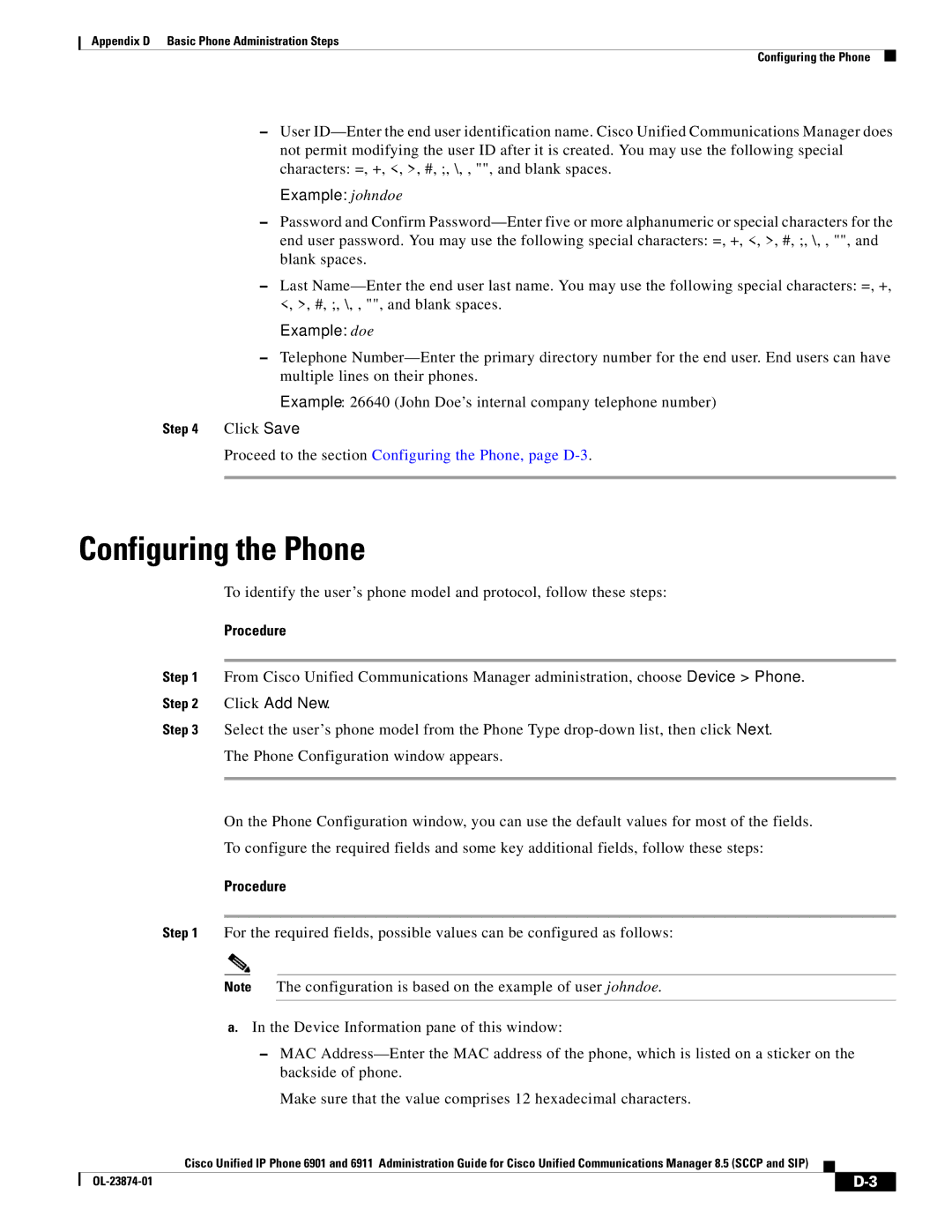 Cisco Systems 6901 manual Proceed to the section Configuring the Phone, page D-3 