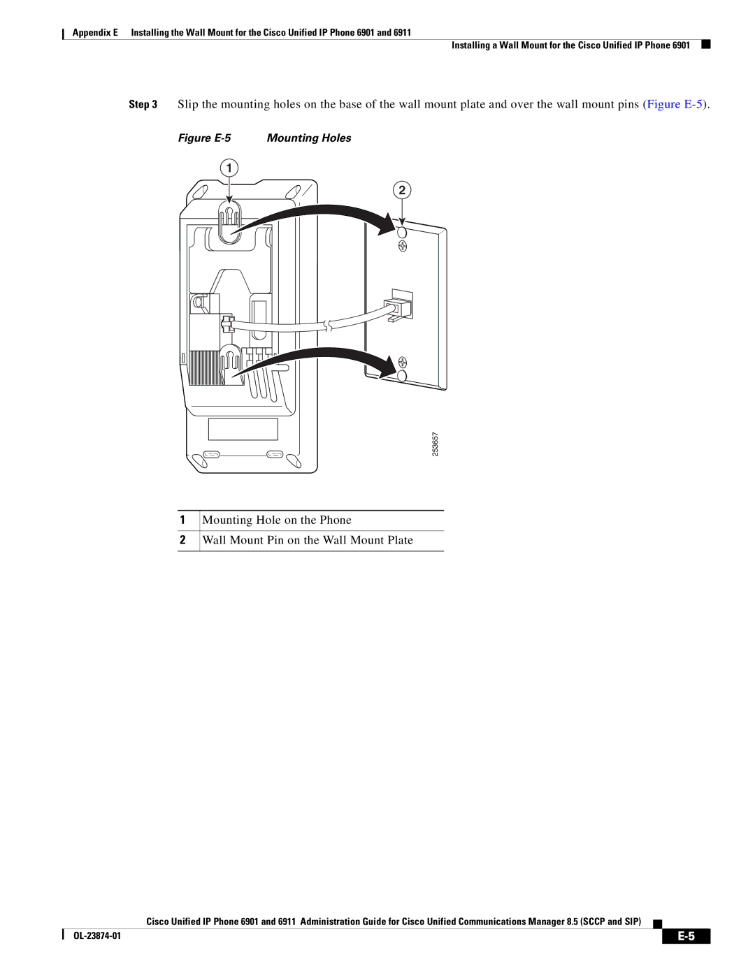 Cisco Systems 6901 manual Figure E-5 Mounting Holes 