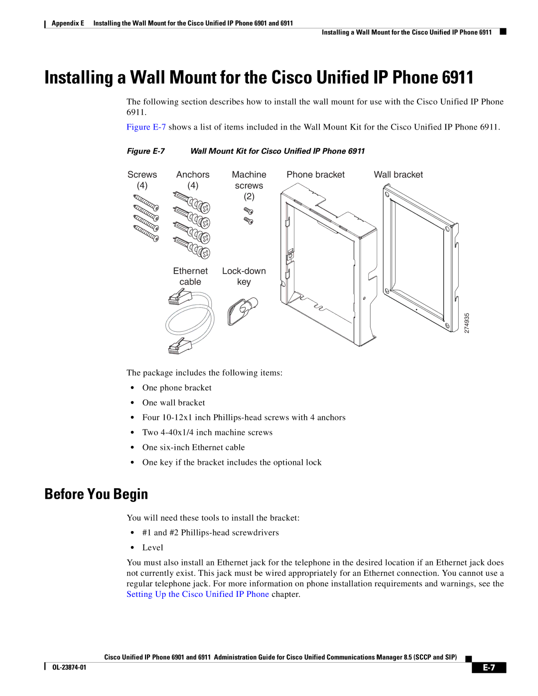 Cisco Systems 6901 manual Phone bracket 