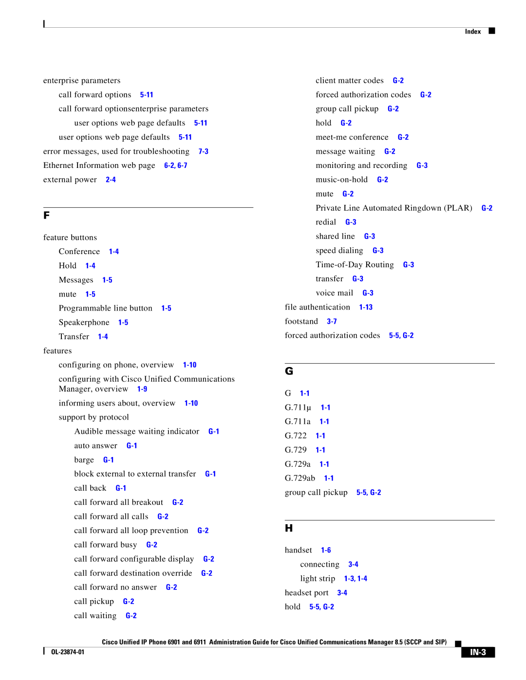 Cisco Systems 6901 manual IN-3 