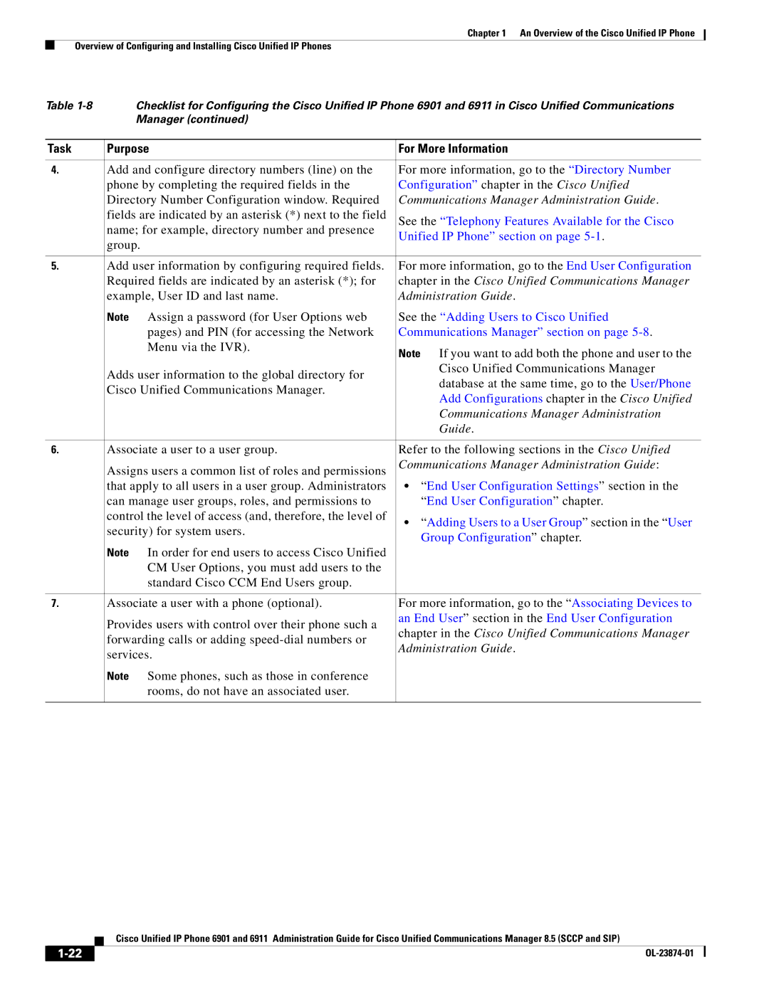 Cisco Systems 6901 manual Communications Manager Administration Guide, Chapter in the Cisco Unified Communications Manager 