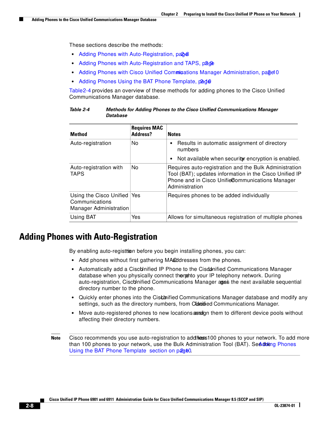 Cisco Systems 6901 manual Adding Phones with Auto-Registration, Method Address? 