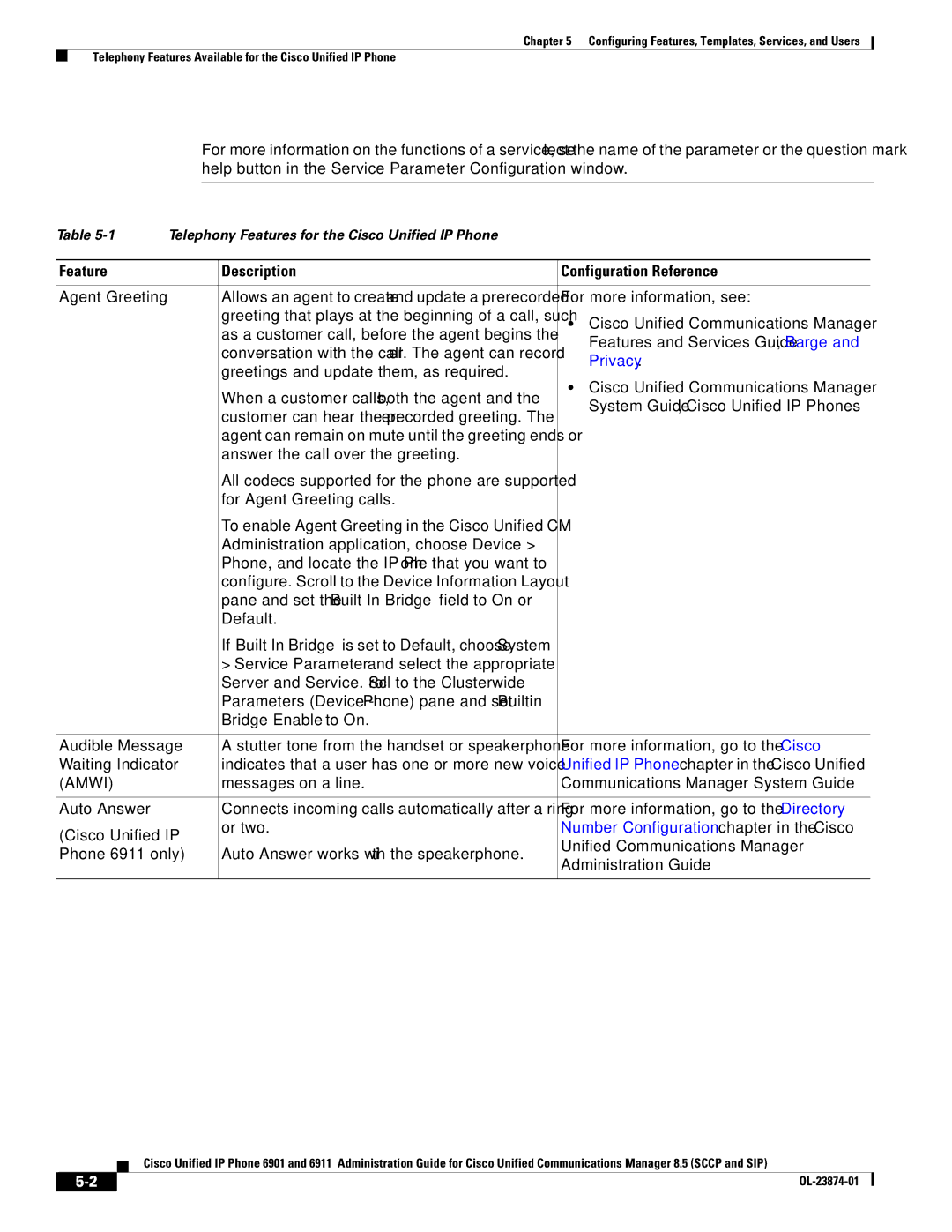 Cisco Systems 6901 manual Feature Description Configuration Reference, Features and Services Guide, Barge 