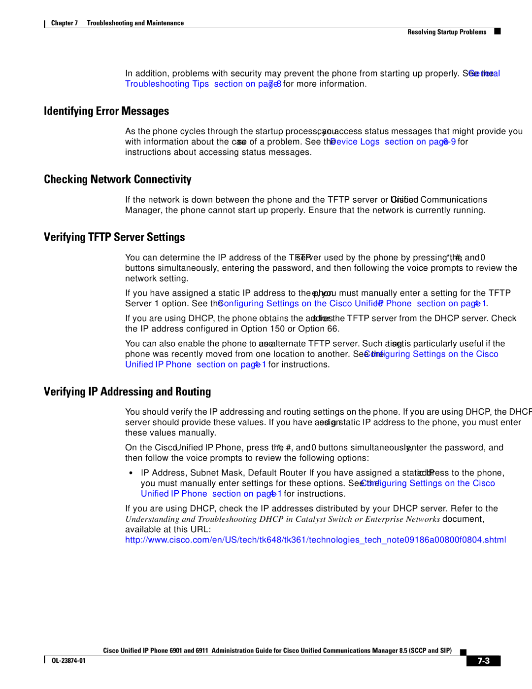 Cisco Systems 6901 manual Identifying Error Messages 