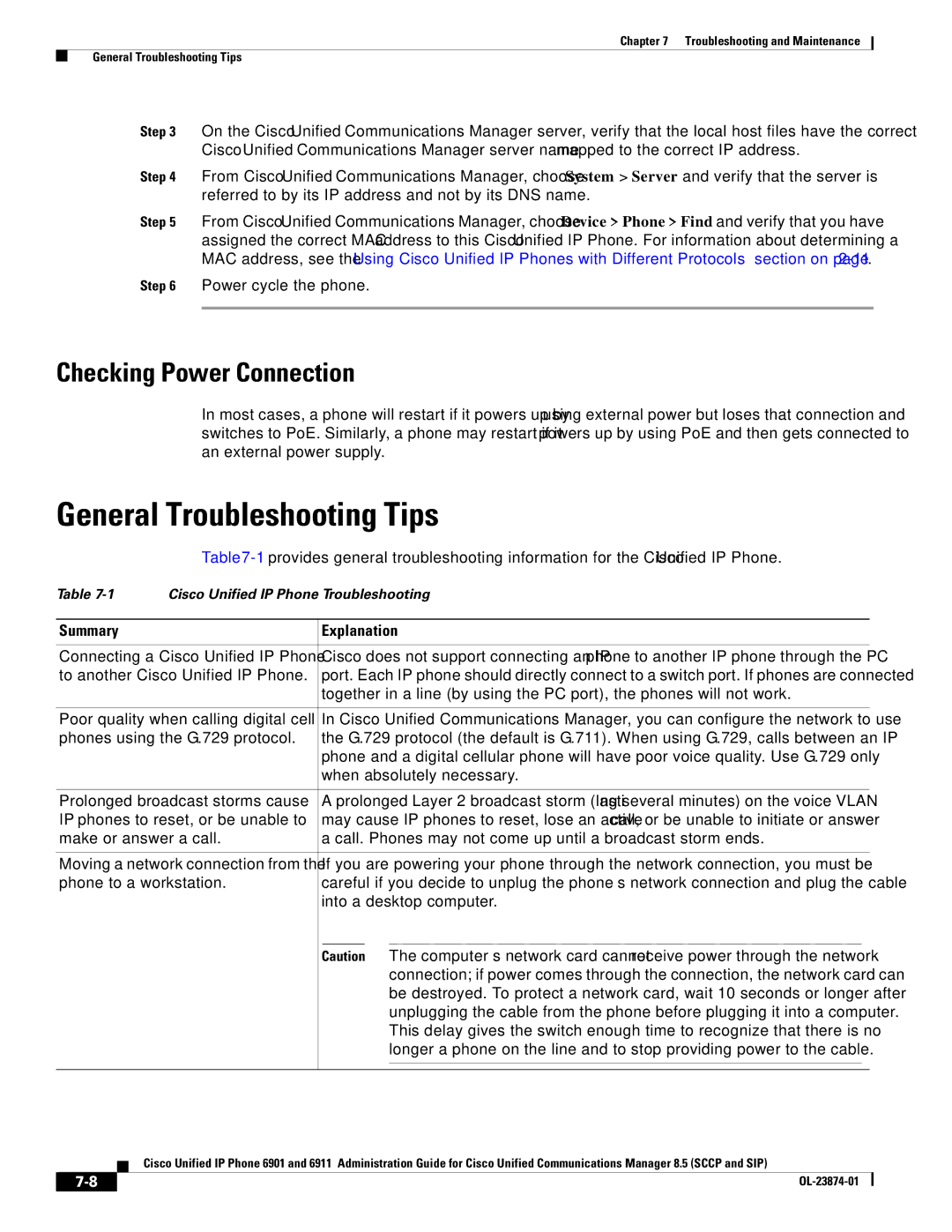 Cisco Systems 6901 manual General Troubleshooting Tips, Checking Power Connection, Summary Explanation 