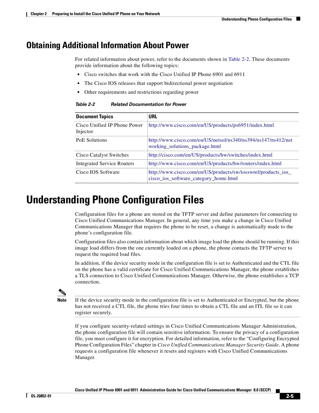 Cisco Systems 691 manual Understanding Phone Configuration Files, Obtaining Additional Information About Power 