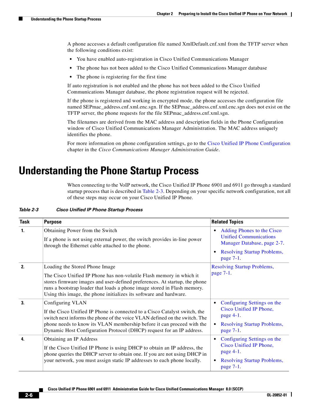 Cisco Systems 691 manual Understanding the Phone Startup Process, Purpose Related Topics 