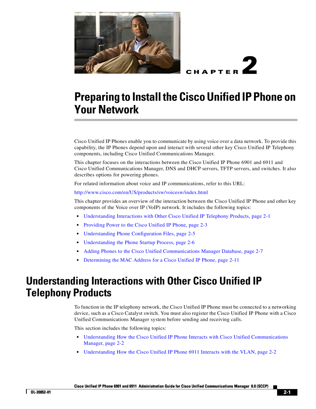 Cisco Systems 691 manual Providing Power to the Cisco Unified IP Phone, page, C H A P T E R 
