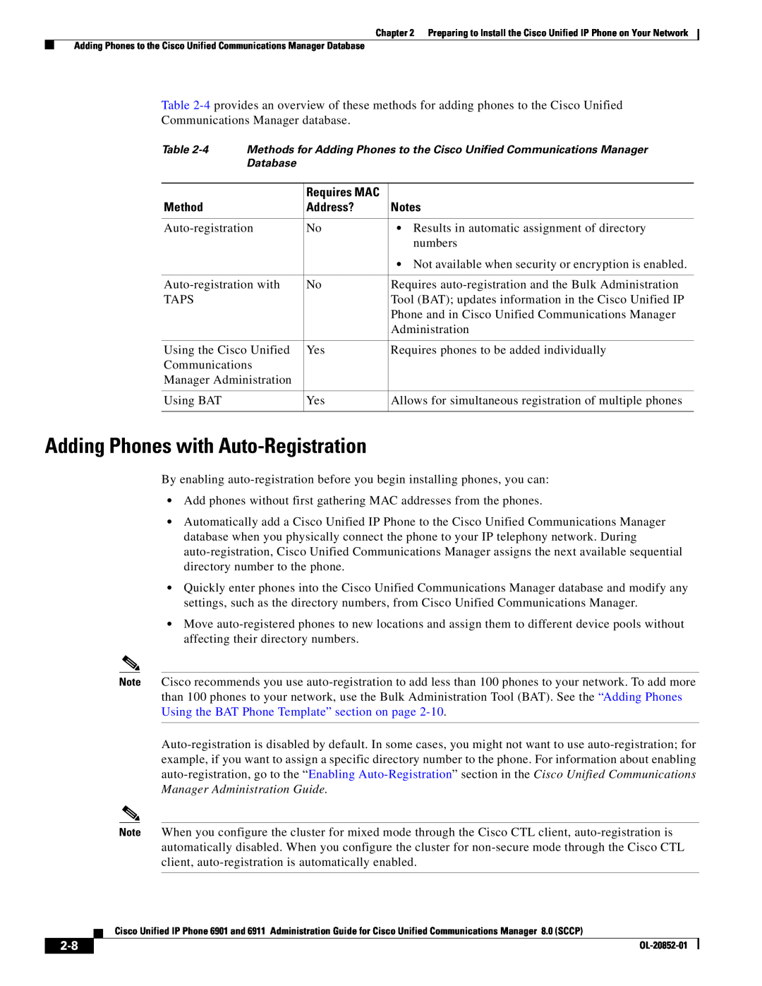 Cisco Systems 691 manual Adding Phones with Auto-Registration, Method, Address? 
